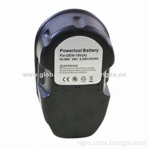 Power tool battery for Dewalt electric tools, 18V 3Ah Ni-MH battery with grade A cell
